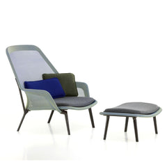 Vitra Bouroullec Slow Chair and Ottoman Blue Green
