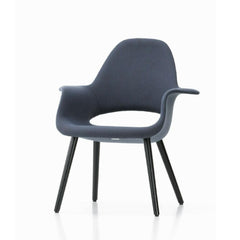 Vitra Eames Saarinen Organic Chair Blue Grey Wool with Black Ash Legs Angled