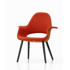 Vitra Eames Saarinen Organic Chair Red Orange Wool with Black Ash Legs Angled