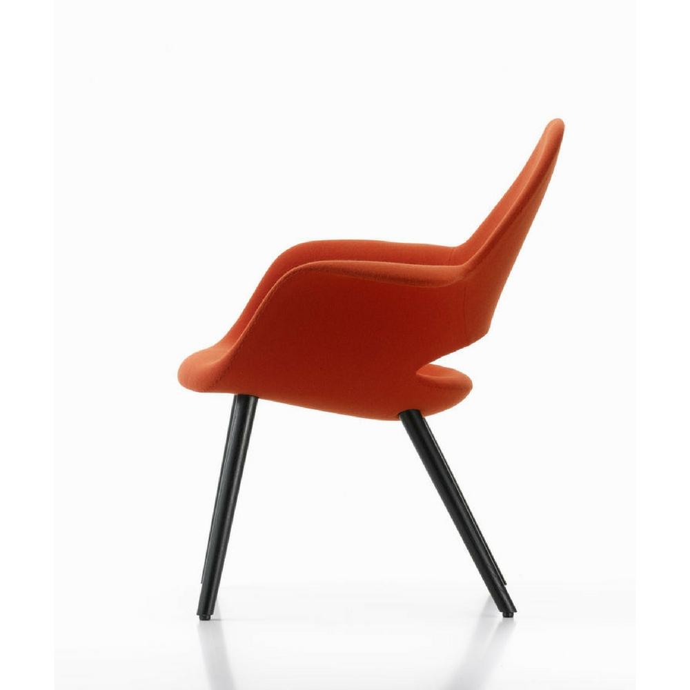 Vitra Eames Saarinen Organic Chair Red Orange Wool with Black Ash Legs Side