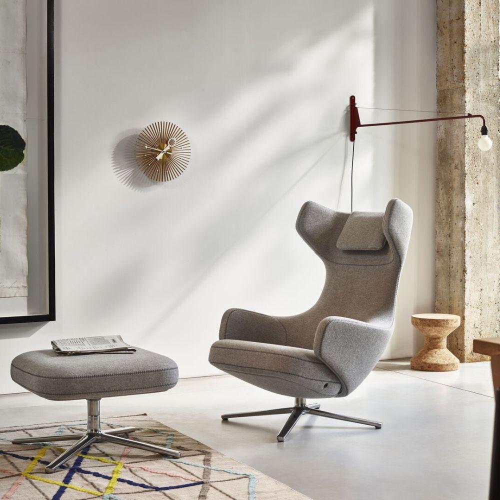 Vitra Grand Repos and Ottoman by Antonio Citterio in living room with Petit Potence Lamp