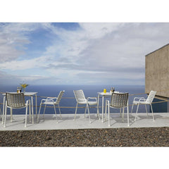 Vitra Landi Chairs and Davy Tables in situ outdoors at Swiss cafe