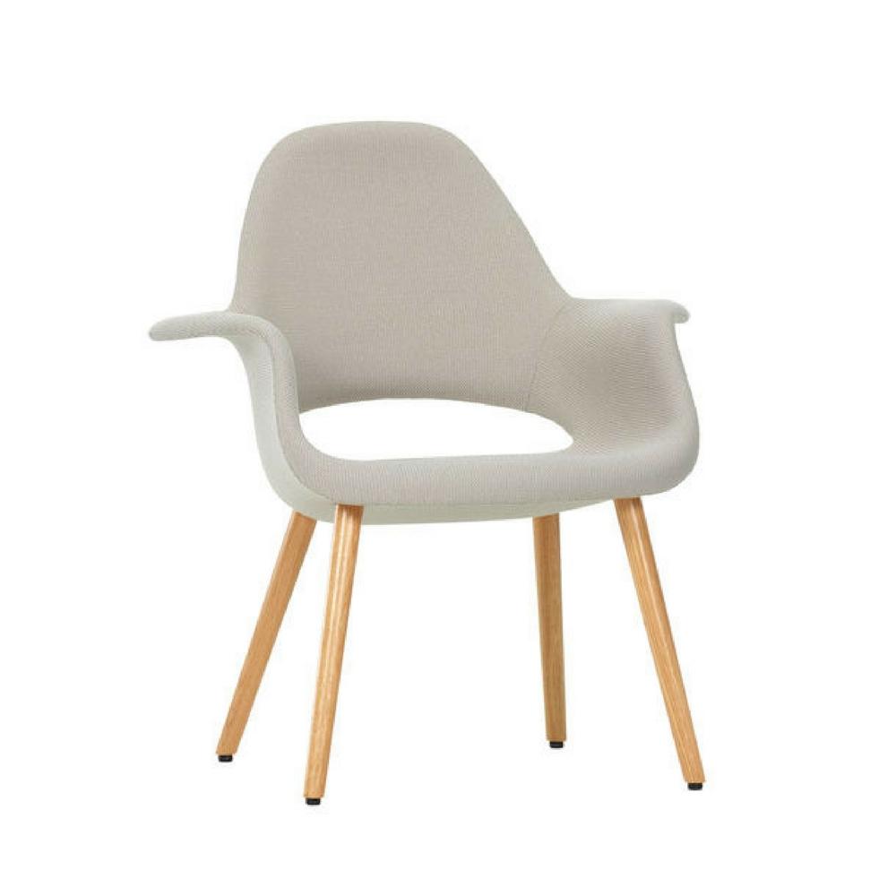 Vitra Eames Saarinen Organic Chair Taupe Wool with Natural Oak Legs