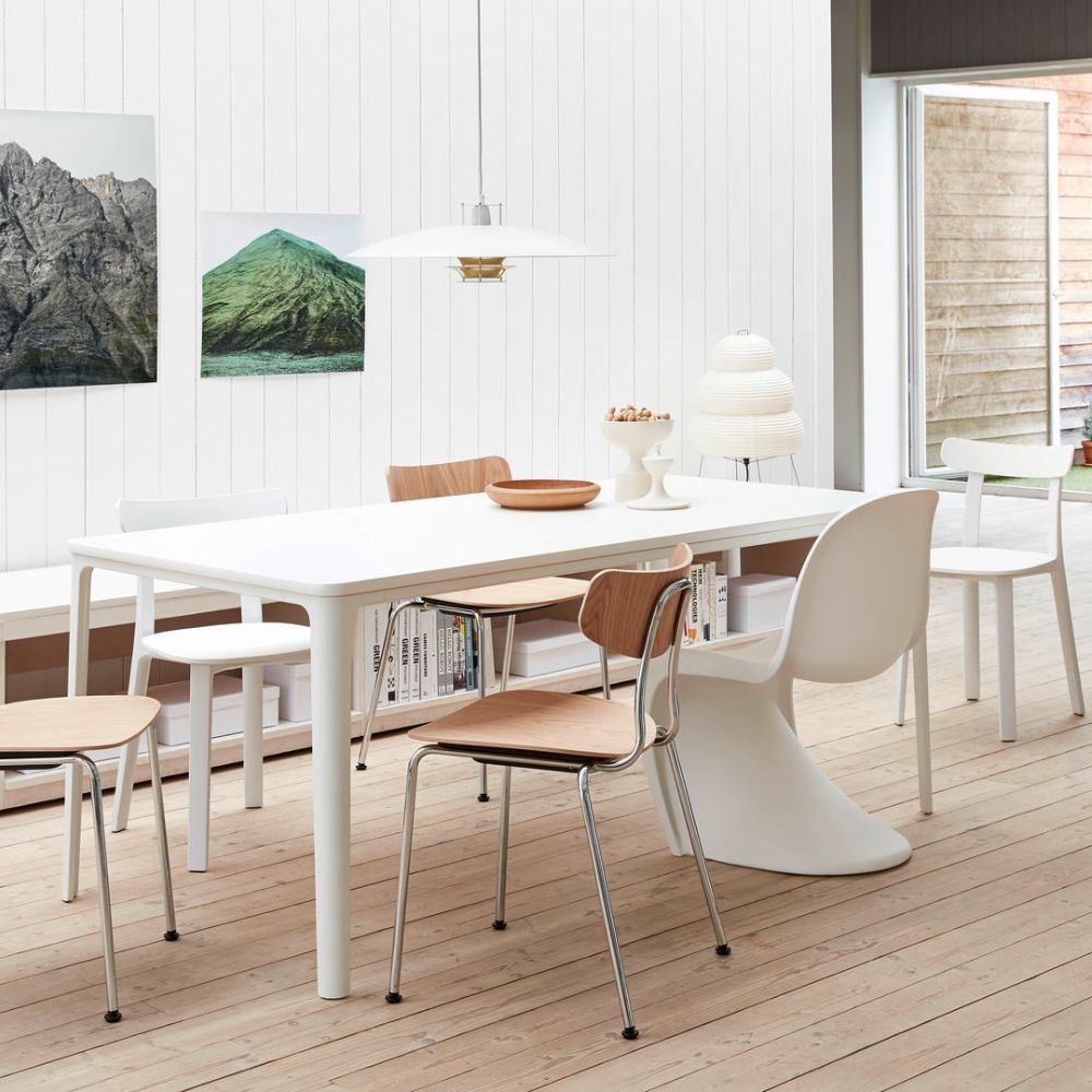 Vitra Panton Chair in Dining Room with APC Chairs and Moca Chairs by Jasper Morrison