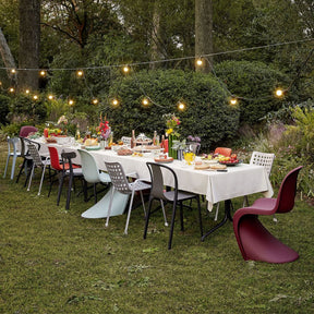 Vitra Panton Belleville Landi APC Chairs Outdoors at Picnic Table