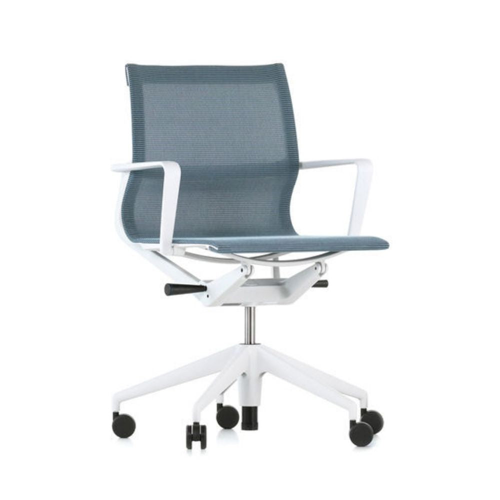 Vitra Physix Chair by Alberto Meda Light Blue Fleece Knit with Soft Grey Frame