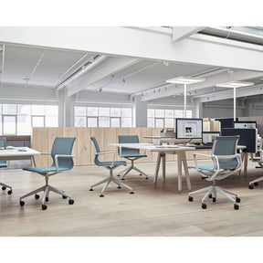 Vitra Physix Chairs by Alberto Light Blue Mesh with Light Grey Frame in Office