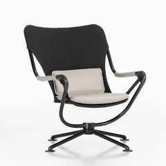 Konstantin Grcic Waver Chair Black with White Cushions Angled Vitra