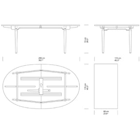 Carl Hansen CH338 Dining Table Dimensions