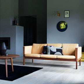 Wegner CH163 Sofa in oiled walnut with Sif 90 Leather in living room with CH008 Coffee Table Carl Hansen & Son