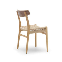 Wegner CH23 Chair Oak Frame with Walnut Back Angled View Carl Hansen and Son