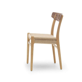 Wegner CH23 Chair Oak Frame with Walnut Back Side View Carl Hansen and Son