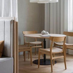 Wegner CH23 Dining Chairs in situ Sticks n' Sushi London by Norm Architects Carl Hansen and Son