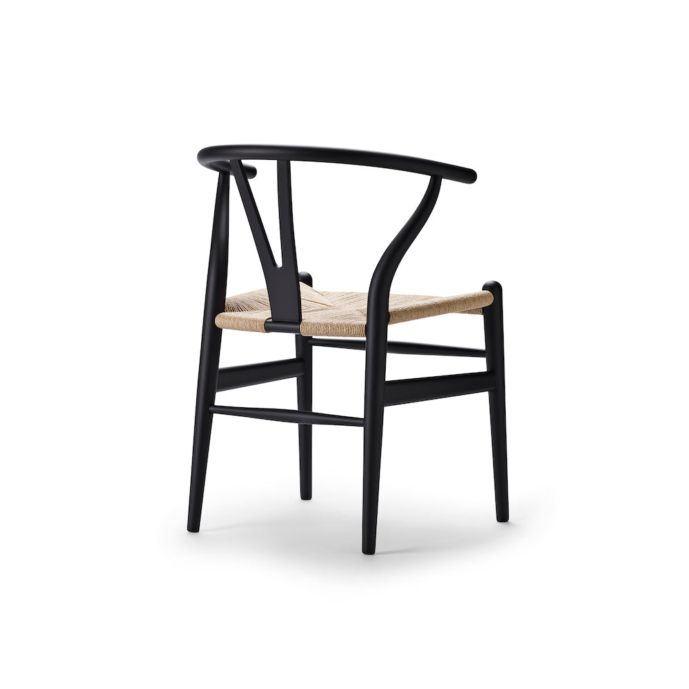 CH24 Wishbone Chair Soft Black with Natural Paper Cord