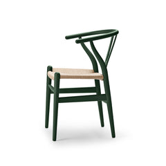 CH24 Wishbone Chair Soft Green with Natural Paper Cord Side