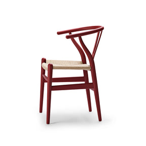 CH24 Wishbone Chair Soft Red Brown with Natural Paper Cord Side