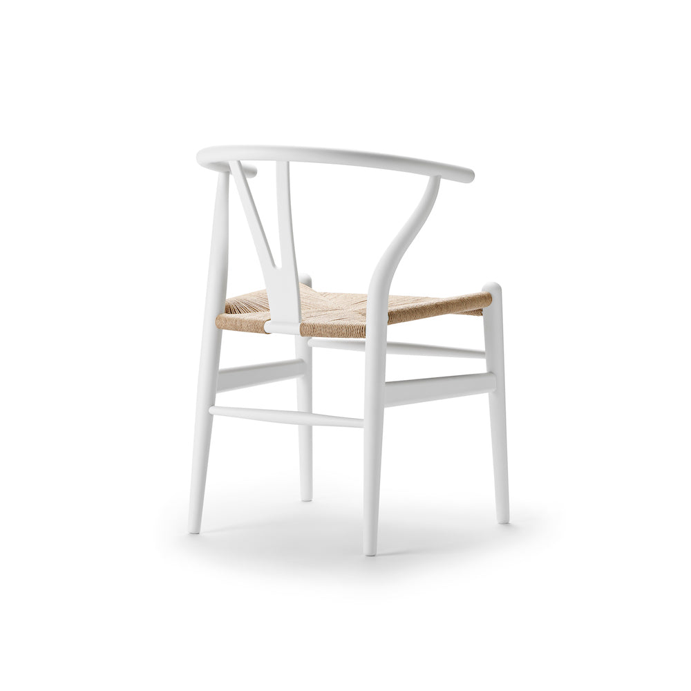 CH24 Wishbone Chair Soft White with Natural Paper Cord Back