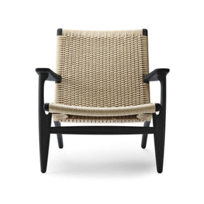 Hans Wegner CH25 lounge chair oak black lacquered frame with natural papercord Carl Hansen and Son