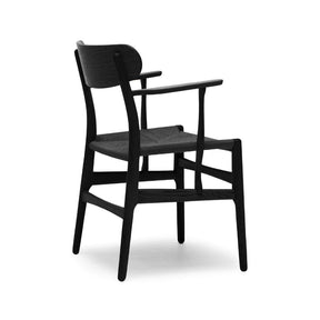 Carl Hansen Wegner CH26 Dining Chair Black Oak Black Papercord Back