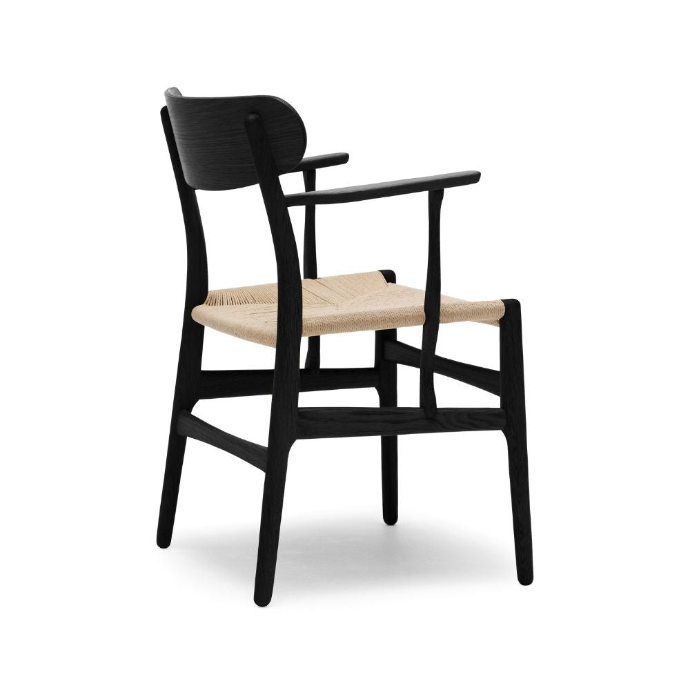 Carl Hansen Wegner CH26 Dining Chair Black Oak Natural Papercord Back