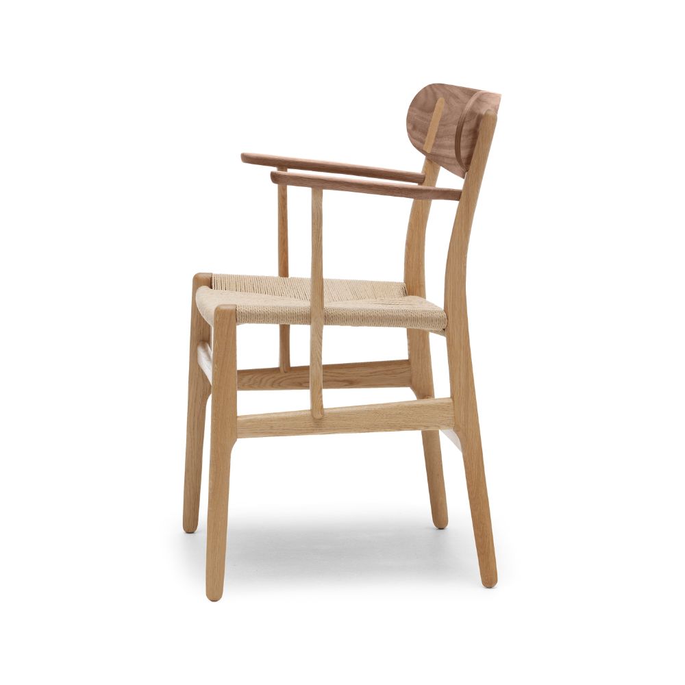 Carl Hansen Wegner CH26 Dining Chair Mixed Oak Walnut Side