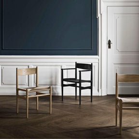 Carl Hansen Wegner CH36 and CH7 Dining Chairs in Oak White Oil and Black Painted Oak in Copenhagen Hotel
