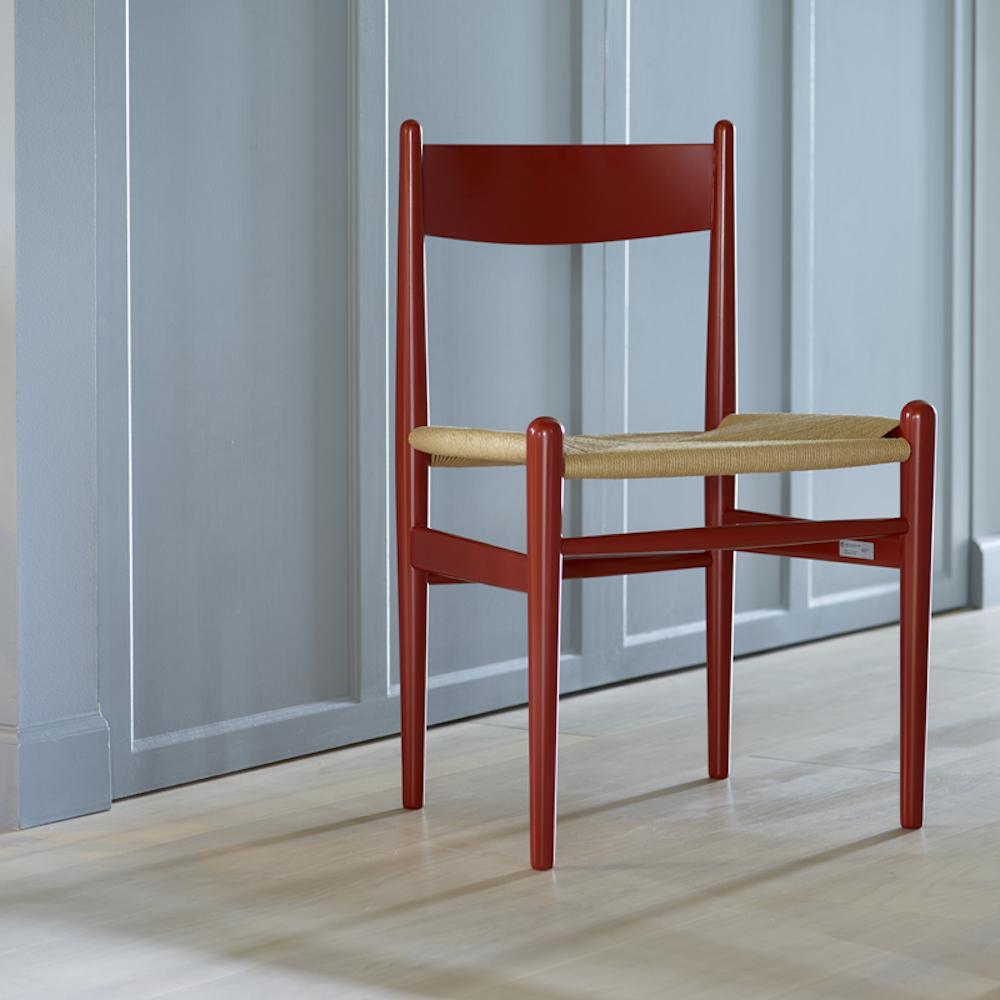 Wegner CH36 Dining Chair by Carl Hansen and Son Red Lacquer Shaker Chair with Natural Papercord