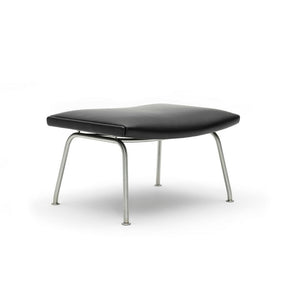 CH446 Footrest in Black Leather by Hans Wegner for Carl Hansen & Søn