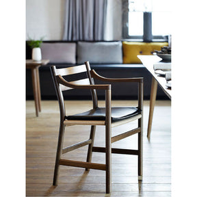 Wegner CH46 Chair Smoked Oak with Leather Cushion Detail Carl Hansen and Son
