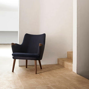 Hans Wegner CH71 Lounge Chair Dark Blue with Walnut Carl Hansen and Son