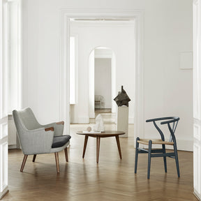 CH24 Wishbone Chair Soft Grey with CH72 Sofa and CH008 Coffee Table in Copenhagen