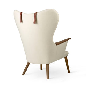 Wegner CH78 Mama Bear Chair White Hallingdal 100 with SIF 92 Leather Cushion Back by Carl Hansen 
