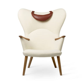 Wegner CH78 Mama Bear Chair White Hallingdal 100 with SIF 92 Leather Cushion by Carl Hansen