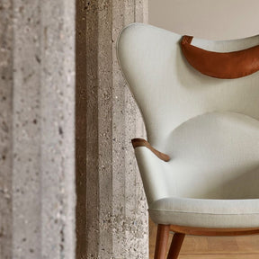 Wegner CH78 Mama Bear Chair White Hallingdal 100 with SIF 92 Leather Neck Pillow Styled by Carl Hansen
