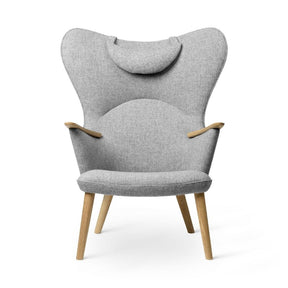 Wegner CH78 Mama Bear Chair Grey Hallingdal 130 with Neck Pillow Front by Carl Hansen