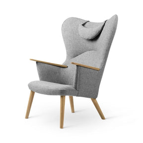 Wegner CH78 Mama Bear Chair Grey Hallingdal 130 with Neck Pillow by Carl Hansen