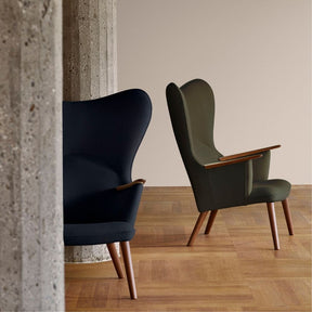 Wegner CH78 Mama Bear Chair in Kvadrat Fiord Olive Green and Navy Blue in Room