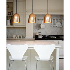 White Series 7 Bar Stools in Kitchen with Original BTC Copper Pendants